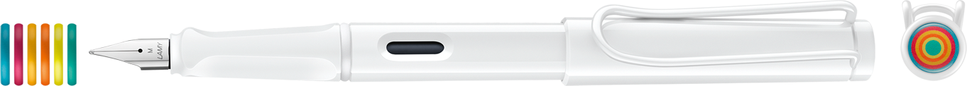 Stilou safari LAMY all white multicoloured rings scriere Medie
