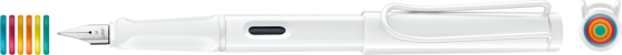 Stilou safari LAMY all white multicoloured rings scriere Medie